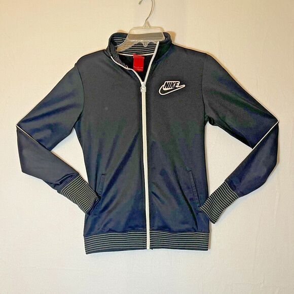 Vintage y2k Nike Full zip track jacket black and white‎ women's small - Picture 1 of 5